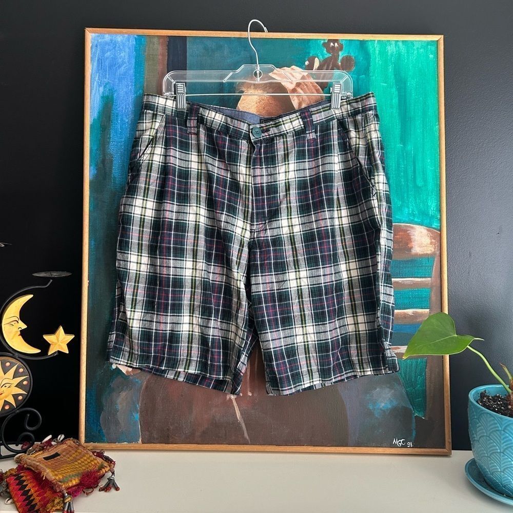 Denver Hayes Black and White Plaid Men's Shorts 36